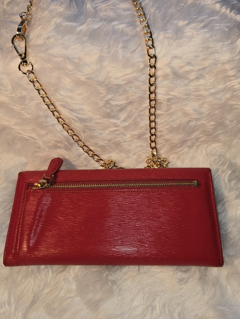 Prada Red Saffiano Vitello Move Wallet Crossbody Bag Id Card Holder With Chain - Picture 13 of 16